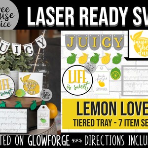 Zitrone Tiered Tray Glowforge SVG, Sommer Dekor geschnitten Datei, 3D Laserdrucker Datei, Zitrone Bauernhaus Tablett, Frühling Dekor CNC geschichteten Holzschneider