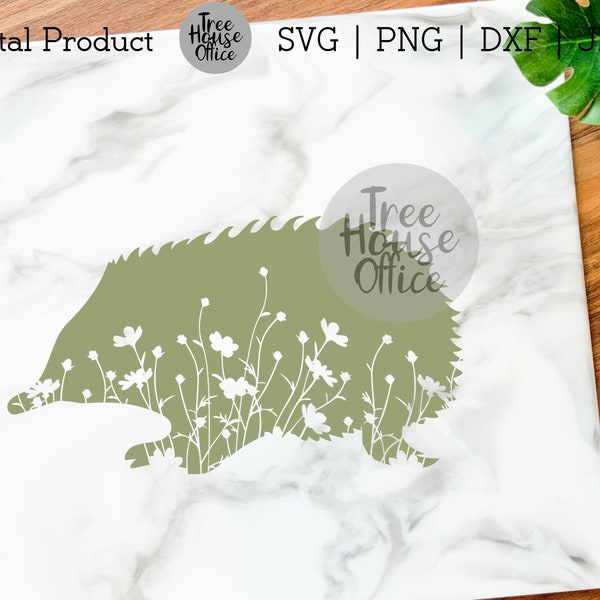 Floral Echidna Svg, Jpeg, Png, Dxf, Animal Clip Art, Echidna Mandela Mandala, Animal Silhouette, Australia Echidna, Wildlflower Zentangle