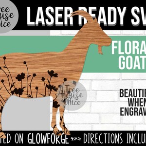 Florale Ziege Glowforge SVG, Ziege mit Blumen Laserdatei, 3D gelaserter Drucker süße Ziege, geblümte Ziege für Gravur, CNC geschichtetes Holz SVG