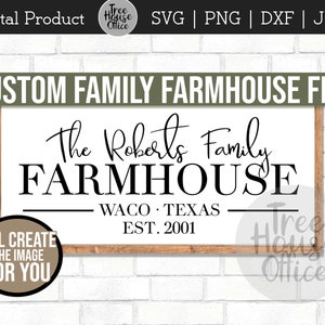 Personalized Family Farmhouse, Custom Farmhouse Sign SVG, Customized Family Farm House JPEG Sign, Printable Instant Download Wall Art Print