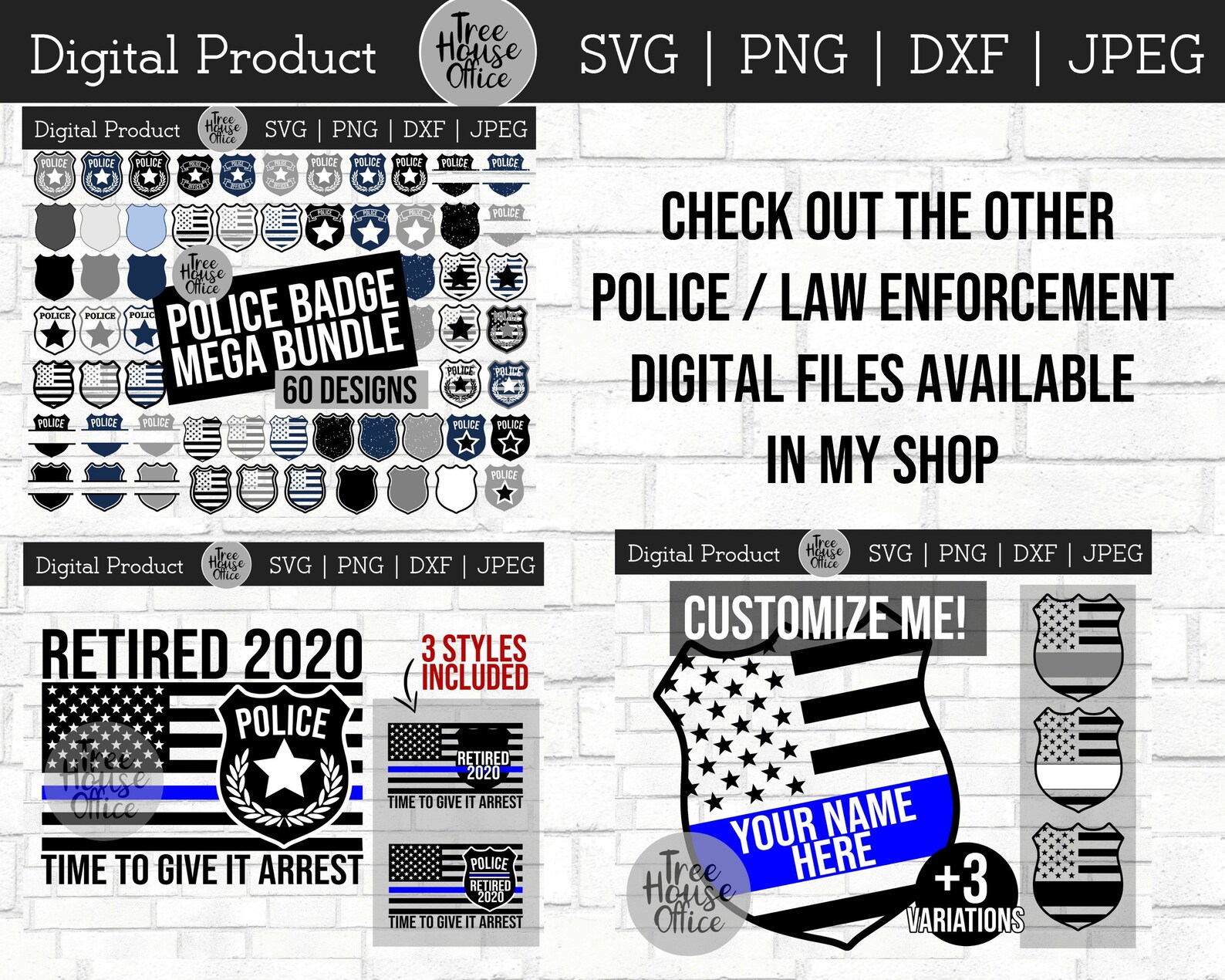 Police Badge SVG Bundle DXF png Law Enforcement Symbol Cop | Etsy