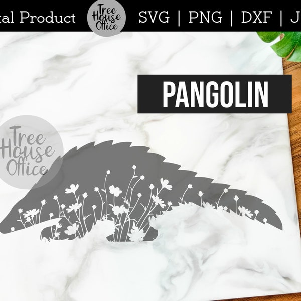 Floral Pangolin Svg, Jpeg, Png, Dxf, Animal Clip Art, Cute Pangolin Mandela Mandala Silhouette, Pangolin with Flowers Wildlflower Zentangle