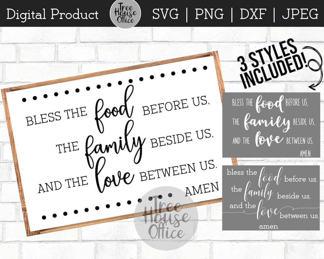 Bless the Food Before Us Svg, JPEG, PNG, DXF, Farmhouse Kitchen Svg