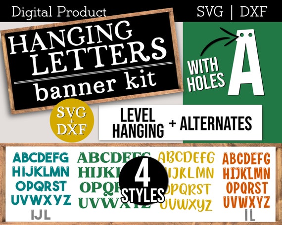 Hanging Alphabet Banner SVG, Letters for Banner SVG, DIY Banner