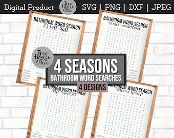 Forget Your Phone Seasonal Bundle SVG, JPEG, PNG, dxf, Funny Bathroom Fall Summer Spring Winter Svg, Seasons Word Search Farmhouse Print Art