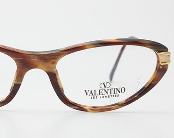 1980s glasses vintage VALENTINO golden frame/Hipster eyewear/cateye glasses/Oversize sunglasses cateye/vintage eye glasses/1980s eyeglasses