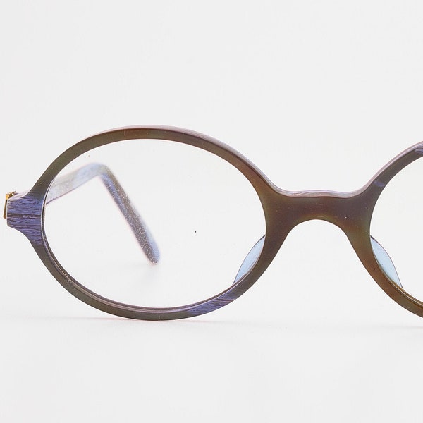 EMMANUELLE KHANH Paris oval eyeglasses 1980s blue oval frame/golden glasses/oval glasses/vintage eye glasses/1980s eyeglasses