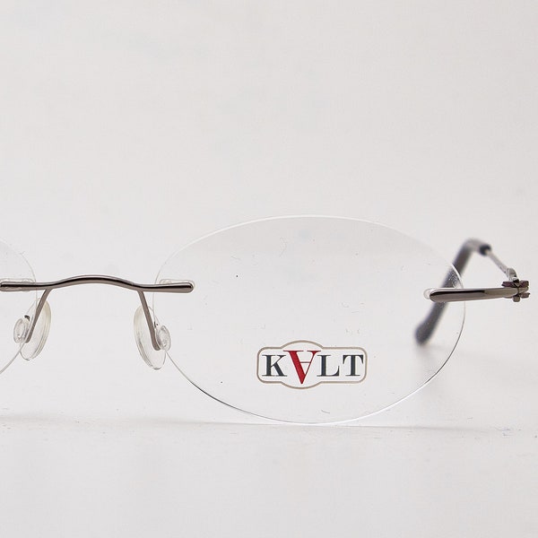 Vintage Y2K Rimless Glasses KALT KV13 055 oval eyeglasses/Gray oval frame/silver glasses/oval glasses/vintage eye glasses/Y2K eyeglasses