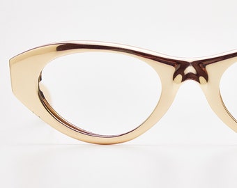 1960s Vintage eye glasses BREVETTO LUCILLE GOLD golden glasses /cateye glasses/vintage eye glasses/1960s eyeglasses/Gold eyeglasses