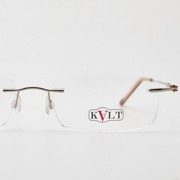 Vintage Y2K rimless eyeglasses KALT KV14 Silver/Brown Square eyeglasses Steampunk Frame Unisex glasses Y2k frame rimless sunglasses