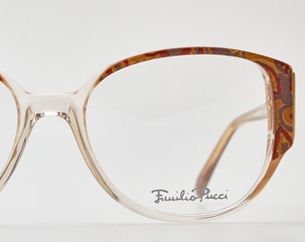 EMILIO PUCCI Vintage eye glasses 1980s brown clear oversize sunglasses eyeglasses butterfly glasses women's eyewear butterfly eyeglasses