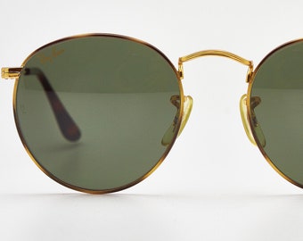 Vintage Sunglasses RAY BAN Gold Arista TORTUGA Round Gold Plated Bausch&Lomb Aviator High-Fashion Luxury Designer Eyewear Glasses