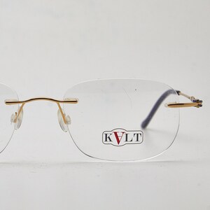 Vintage Y2K rimless eyeglasses KALT KV13 Gold/Blue Square eyeglasses Steampunk Frame Unisex glasses Y2k frame rimless sunglasses