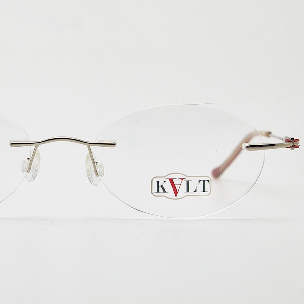 Vintage Y2K Rimless Glasses KALT KV13 oval eyeglasses Silver/Red oval frame/silver glasses/oval glasses/vintage eye glasses/Y2K eyeglasses