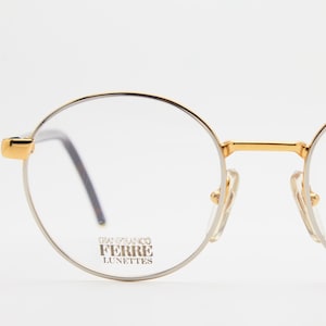 round glasses 1980s GIANFRANCO FERRE Brown golden frame/Hipster eyewear/round eyewear/vintage eye glasses/1980s sunglasses/round eyeglasses