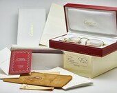 Vintage Sunglasses CARTIER BUBINGA T8100381 Rare Full Set Oval Gold 24k EyeGlasses High-Fashion Eyewear Luxury Frame Hip-Hop Glasses N.O.S