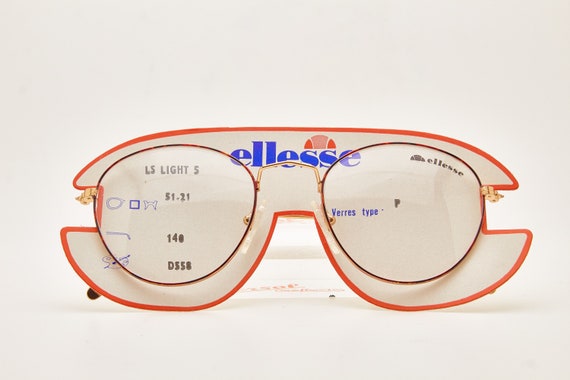 round glasses 1980s ELLESSE LS LIGHT 5 Gold/Red F… - image 2