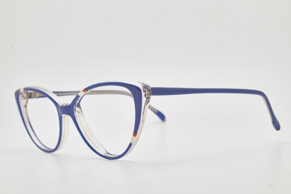 1980s glasses vintage GRASSET blue frame/Hipster … - image 3