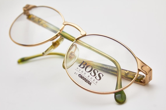 Vintage HUGO BOSS sunglasses gold oval frame/gold… - image 2