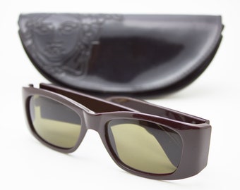 Vintage GIANNI VERSACE Sunglasses  Mod.456 Col.911 chunky sunglasses brown eyeglasses rave sunglasses narrow sunglasses 1990s