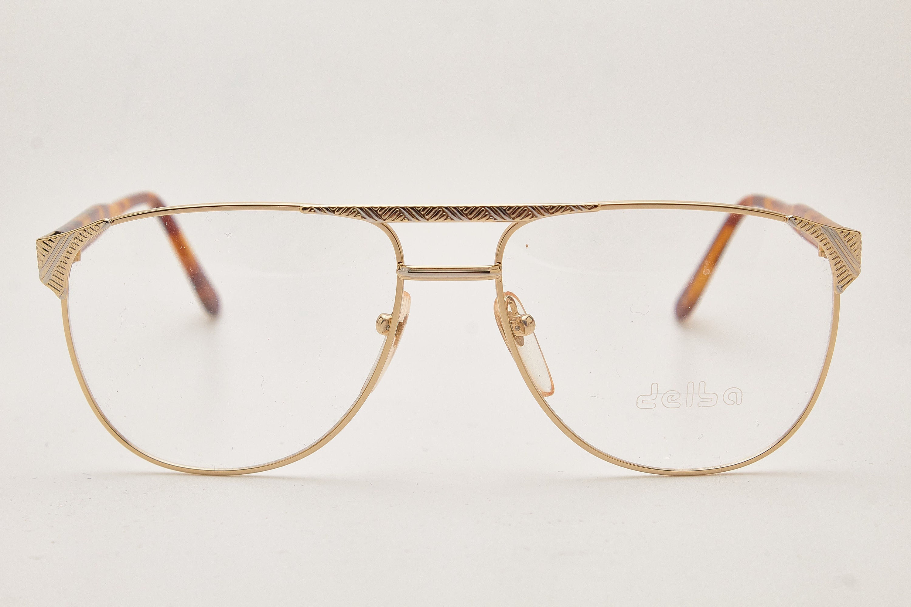 vintage eye glasses 1980s DELBA golden glasses.oversized eyeglasses.gold eyeglasses.aviator goggles.tortoise glasses.tortoise eyeglasses