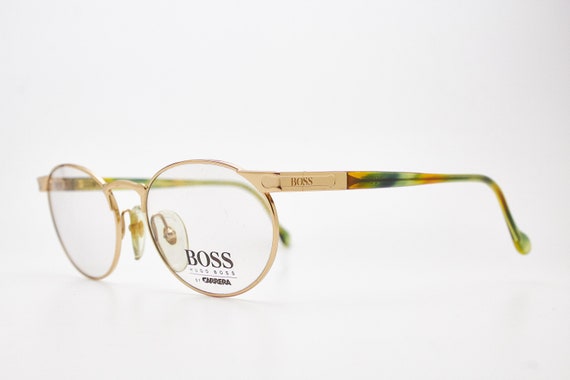 Vintage HUGO BOSS sunglasses gold oval frame/gold… - image 3