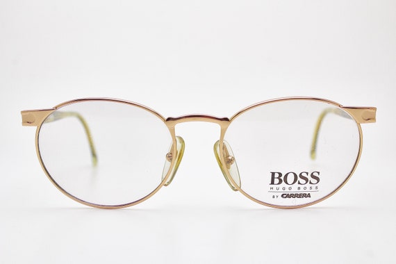 Vintage HUGO BOSS sunglasses gold oval frame/gold… - image 1