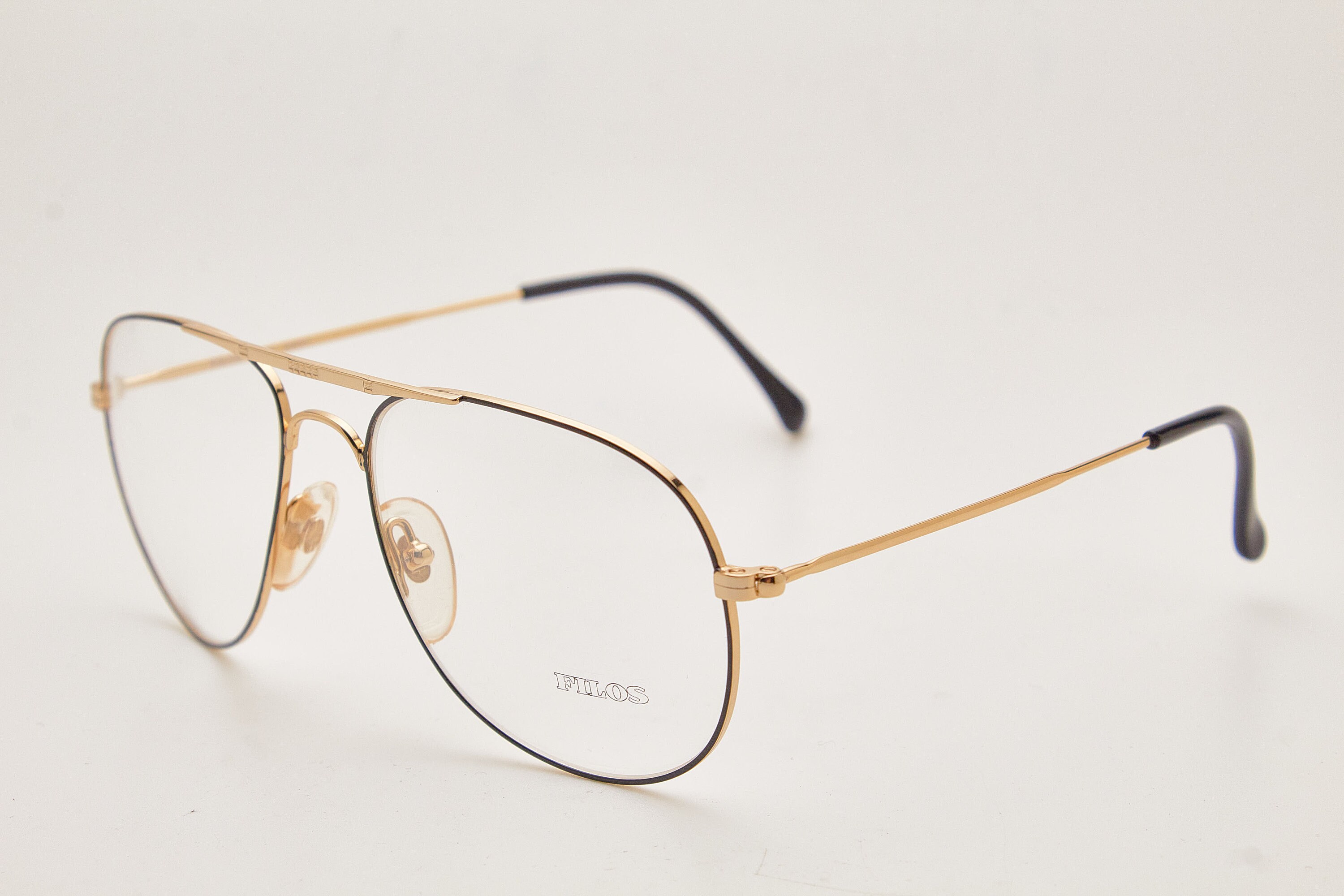 1980s Glasses/men's Vintage Rare FILOS 5207 Black Gold Metal 1980s Glasses/men's Vintage Rare FILOS 5207 Black Gold Metal