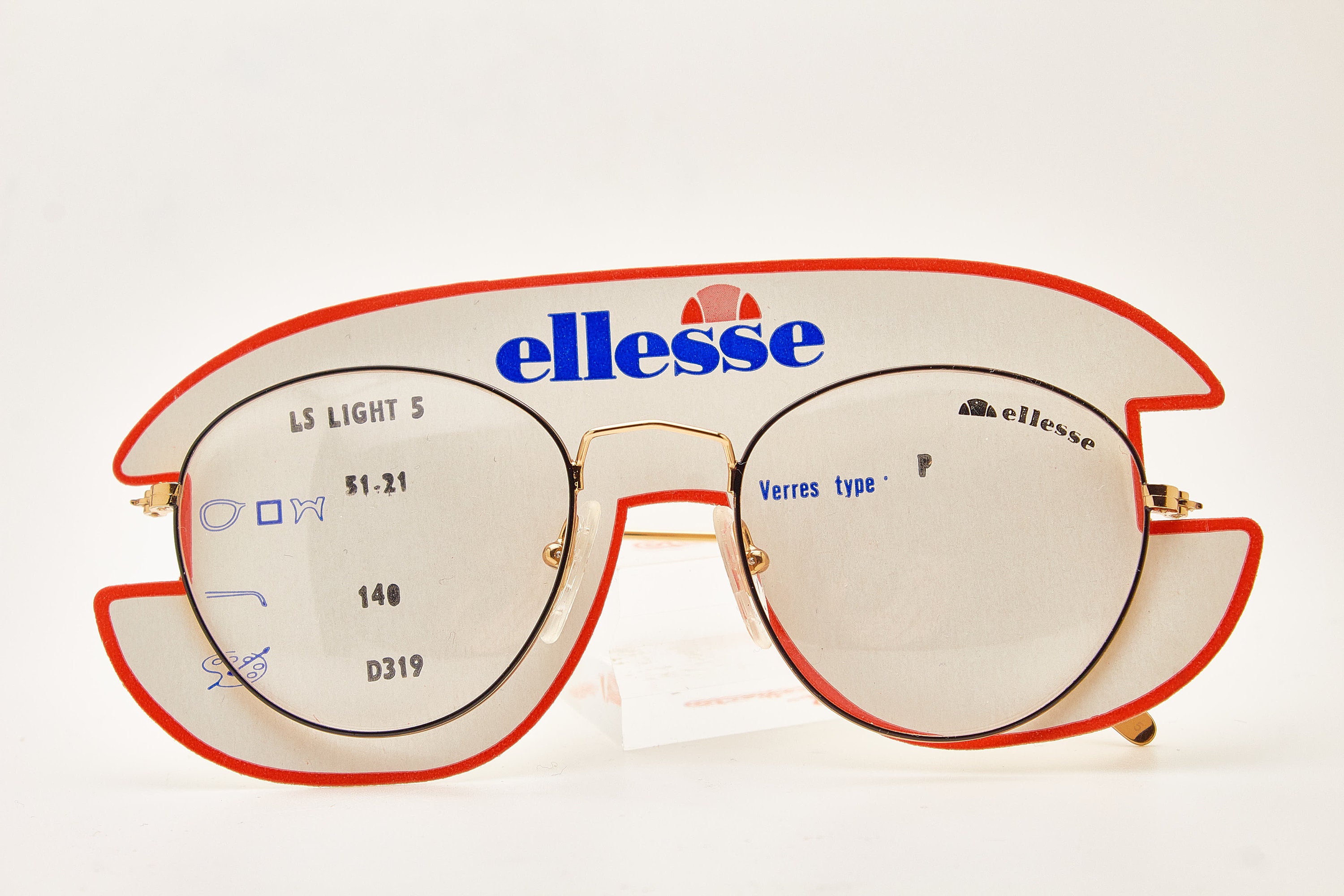 丸メガネ 1980年代 ELLESSE LS LIGHT 5 ゴールド/ブラックフレーム  