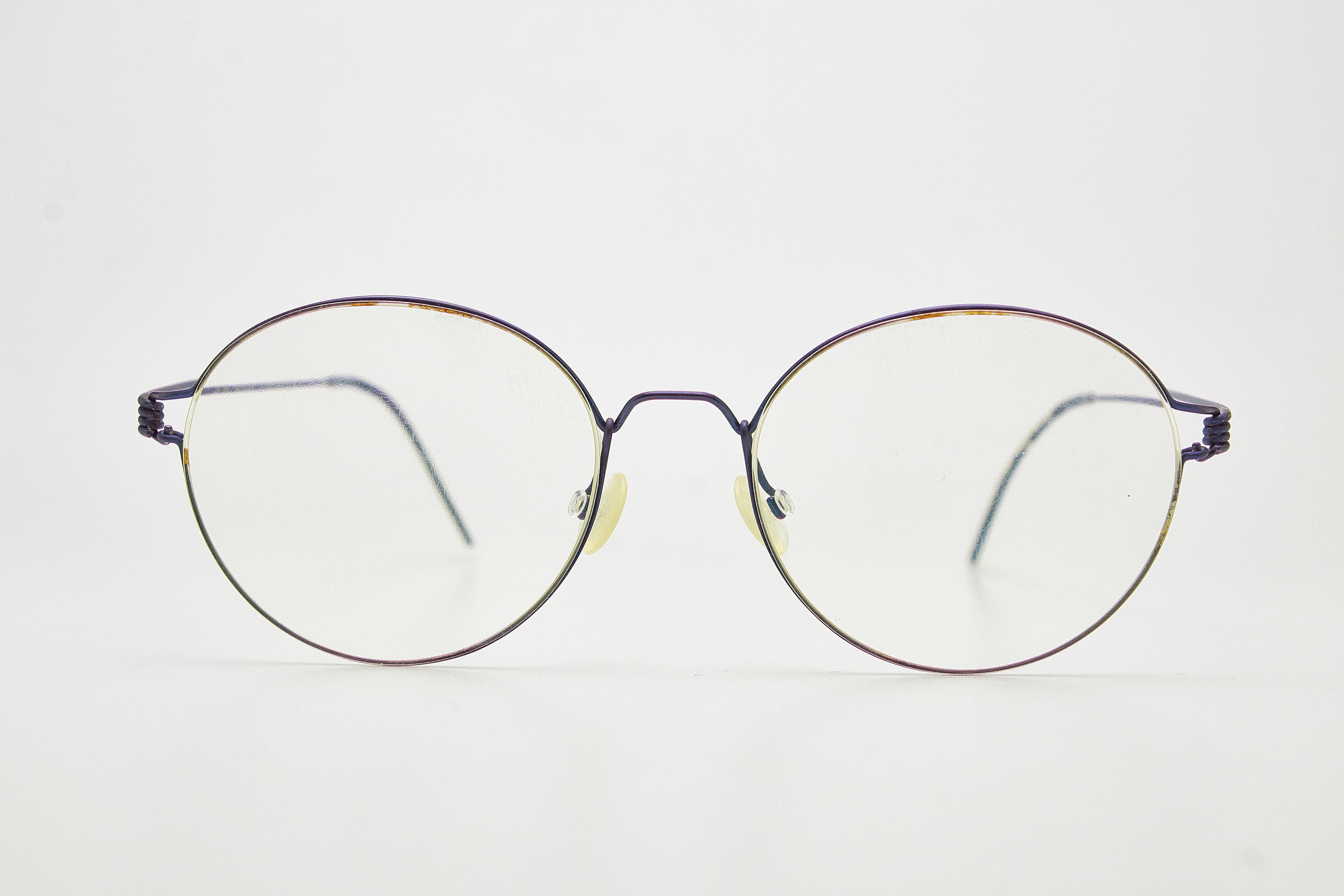 LINDBERG PANTO 48-18 Blue Round Air Titanium Rim Frame Aviator 