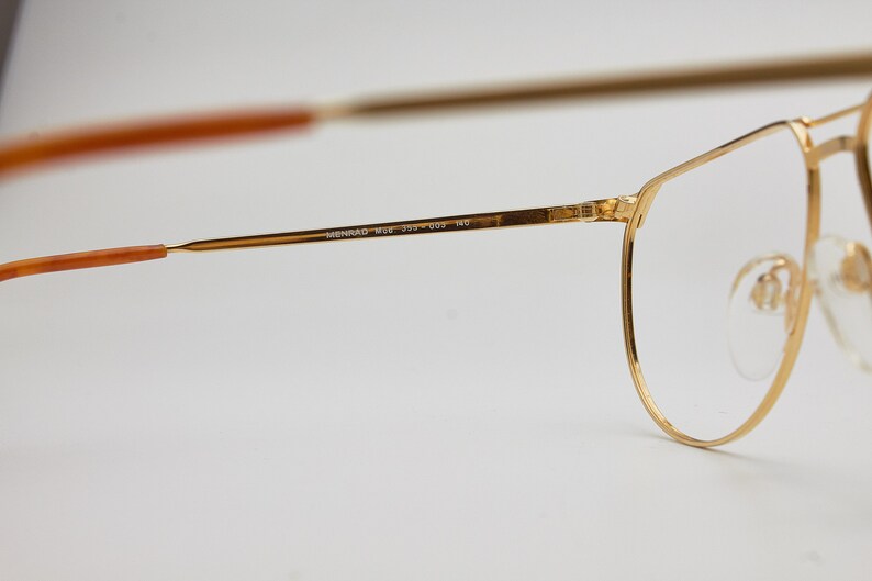 Monture De Lunettes Vintage Menrad 16006-6056 - Brun Transparent Or, Ovale, Acétate/métal - NOS