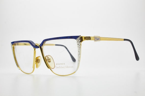 Lunettes Vintage Gian Marco Venturi V 230 – Or/marron – Métal/acétate – Ovale