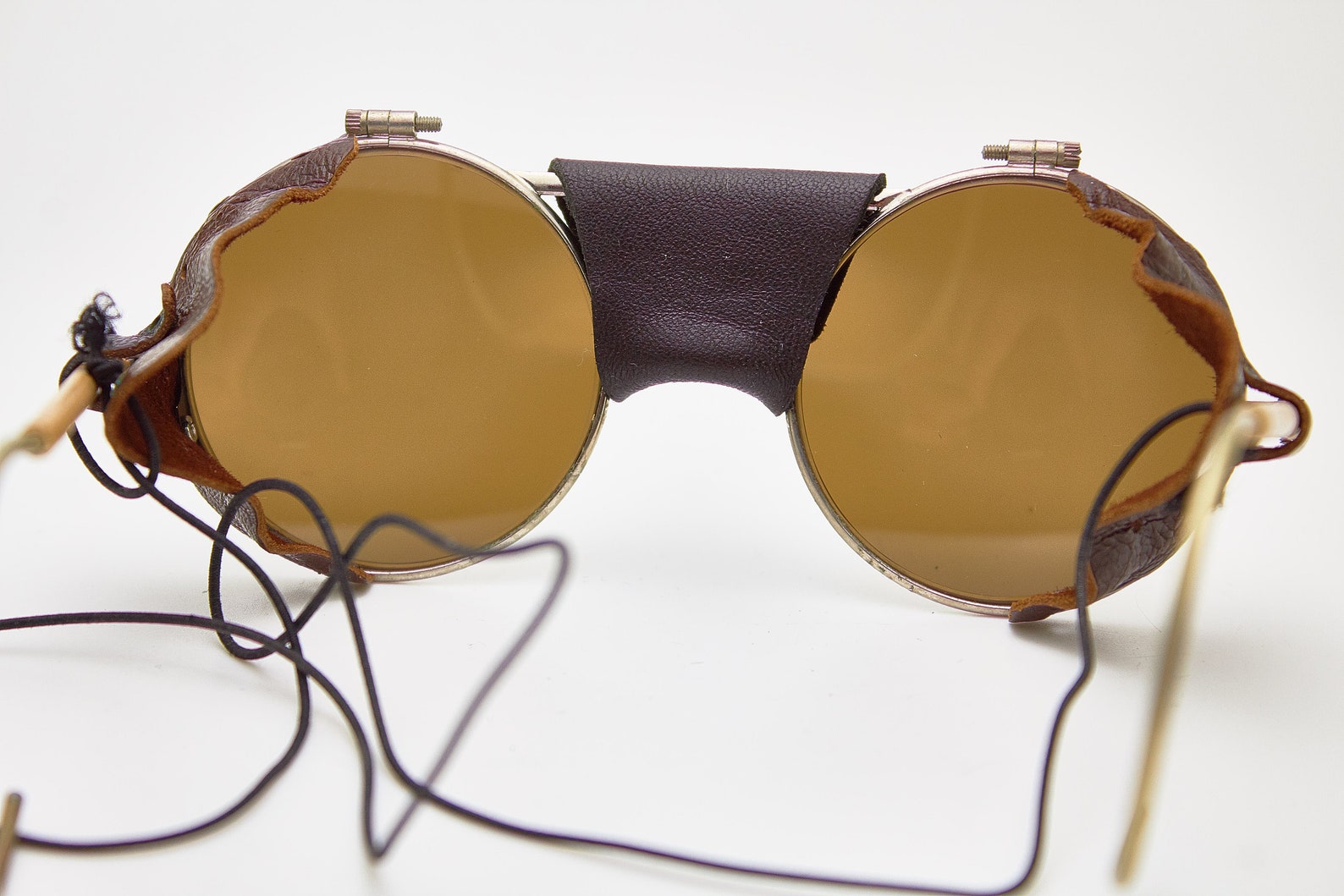 JULBO Round Brown Leather Original Rare Vintage Sunglasses Etsy