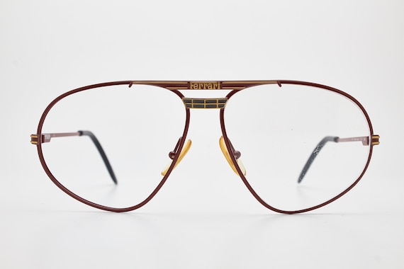 Vintage Eyewear FERRARI F12 Red Golden Frame vintage Eye Glasses 1980s aviator Glasses oversize Sunglasses pilot Sunglasses 80s Sunglasses Etsy