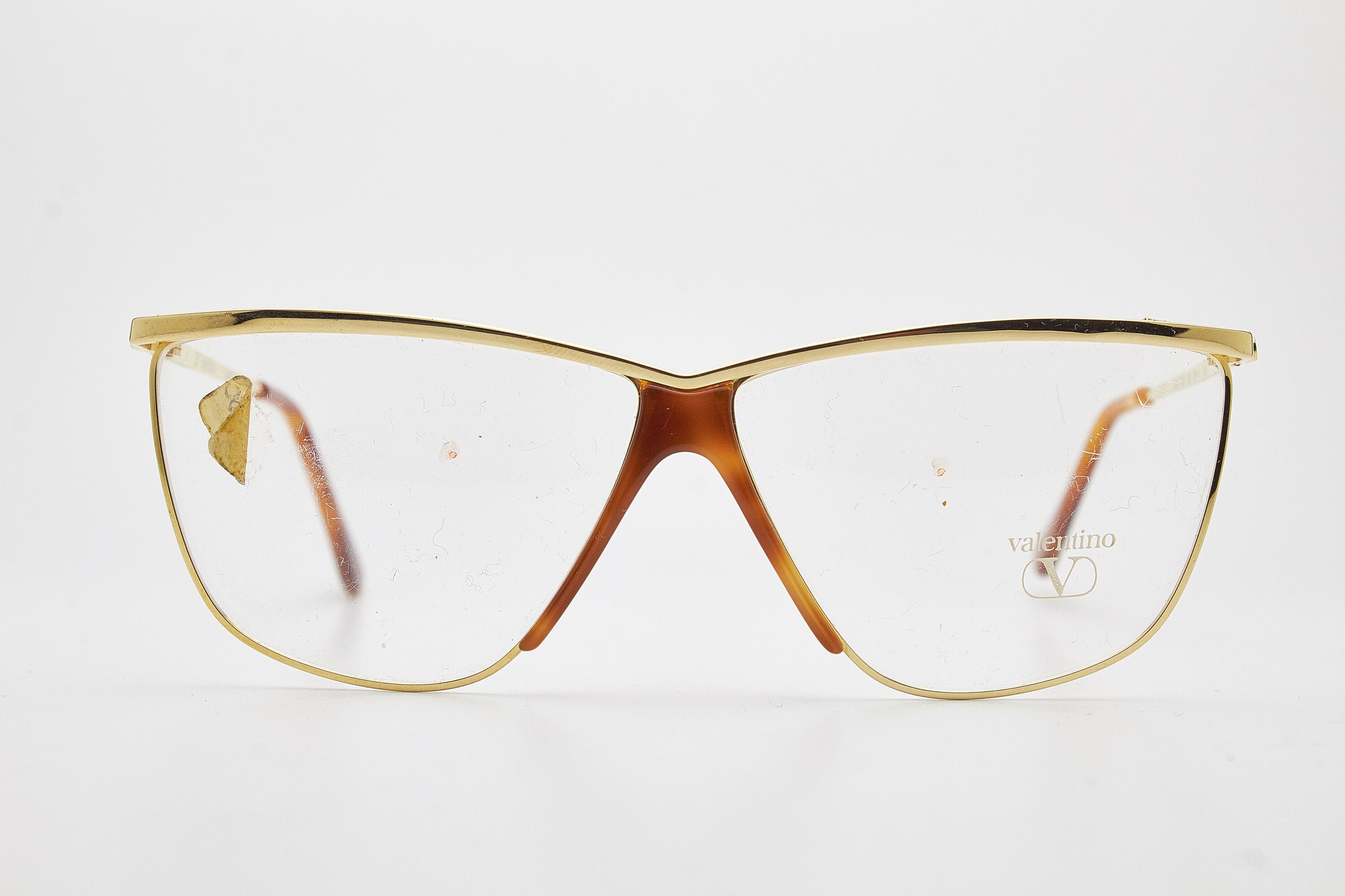 VALENTINO 328 Vintage eye glasses 1980s golden frame oversize sunglasses eyeglasses butterfly glasses women's eyewear butterfly eyeglasses