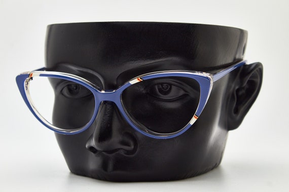 1980s glasses vintage GRASSET blue frame/Hipster … - image 10