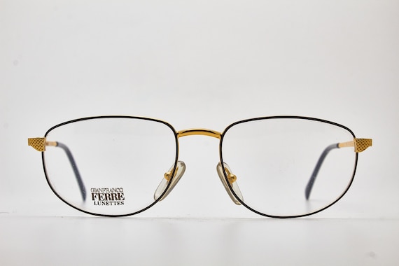 GIANFRANCO FERRE GFF151 Black gold oval frame/gol… - image 1