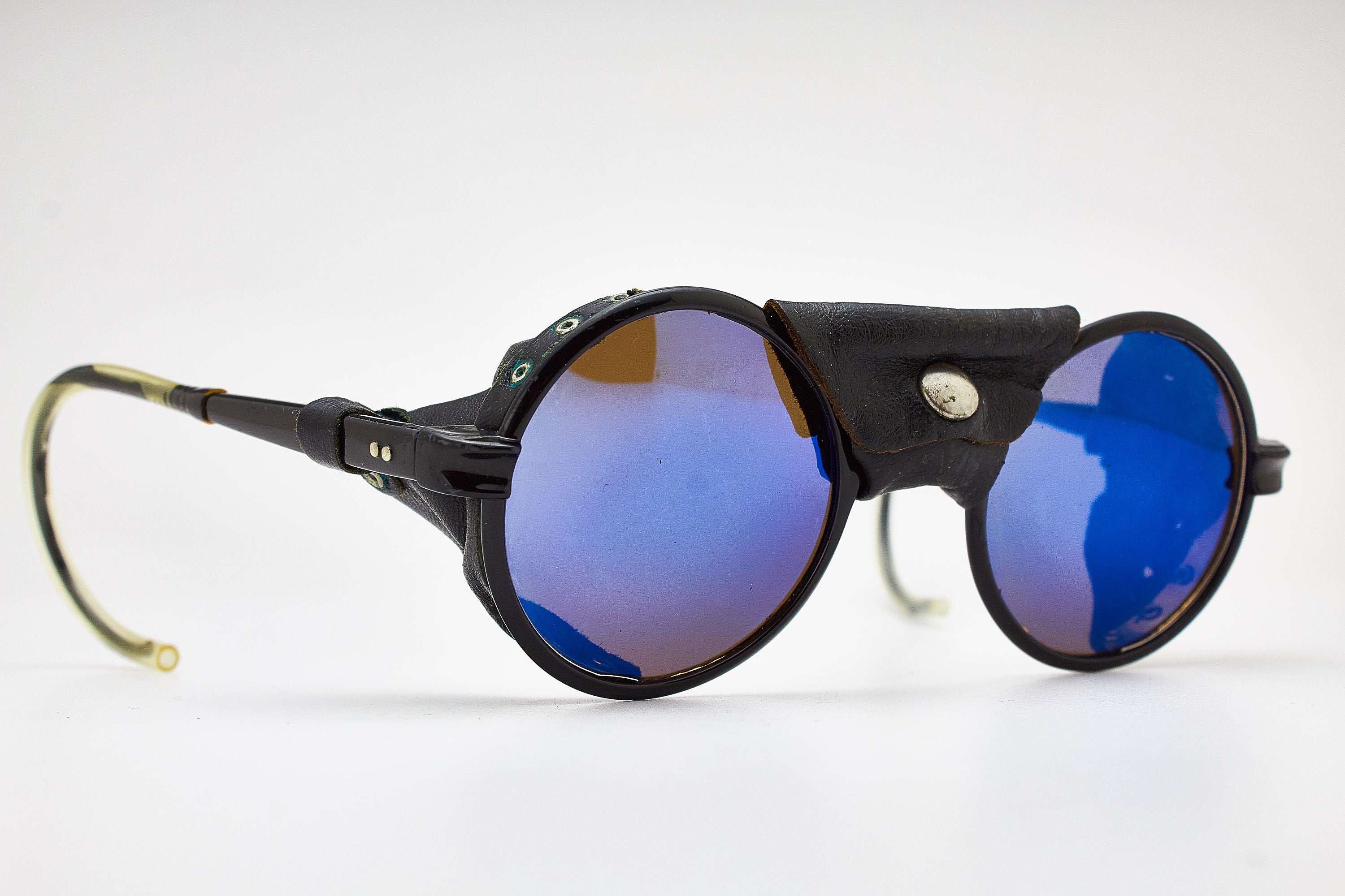 PICASOL Arctic Snow Sport Skiing Vintage Sunglasses Acetat Black Round  Glasses Stylish Luxury Eyewear Classic Frame Persol Retro Sunglasses 