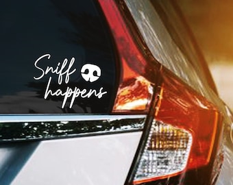 Sniff Happens Permanent Vinyl Decal, Dog Lover Car Window Sticker, Scent Work Nose Work Decals, Dog Trainer Decal