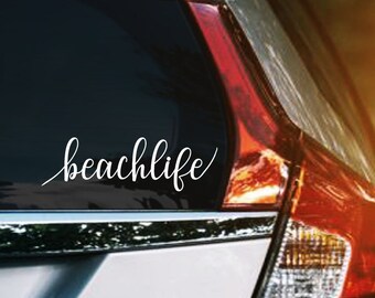 Beach Life Car Window Sticker, Beachlife Decal for Summer Lovers, Sun Sand and Waves