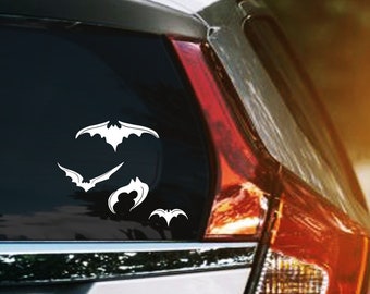 Set of 4 Flying Bats Permanent Vinyl Decals, Bats Car Window Sticker, Bat Decals For Halloween Craft Projects