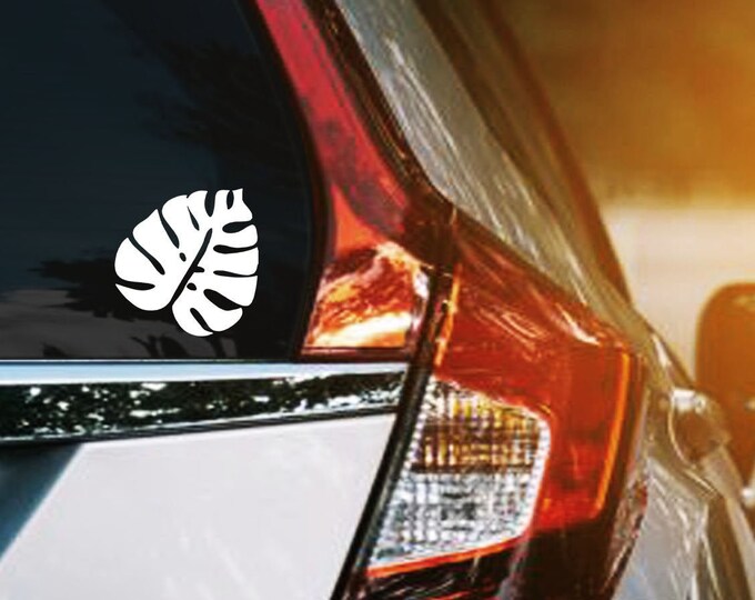 Monstera Leaf Vinyl Decal, Beach Car Window Sticker, Green Thumb Plant ...