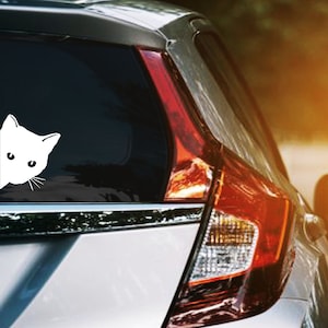 Funny Cat Vinyl Decal, Peeking Cat Car Window Sticker, Funny Gift for Cat Lovers Veterinarians Vet Techs, Cat Spirit Animal Decal