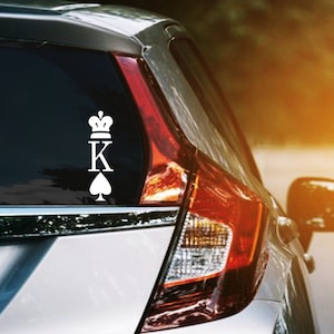 Queen of Hearts Vinyl Decal, King of Spades Vinyl Decal, King and Queen Crown Car Window Sticker, Husband and Wife Matching Vehicle Decals