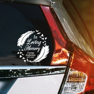 In Loving Memory Vinyl Decal, Customized Name and Date Sticker, Tribute To A Loved One, Remembrance Decal