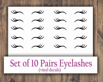 Unicorn Eyelashes Sparkle Vinyl Decal Stickers Set eye lashes Design No.3