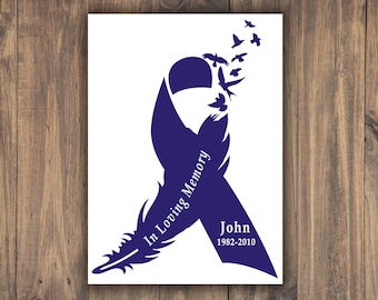 Pancreatic Cancer Awareness Ribbon Vinyl Decal, Feather Ribbon Memorial Sticker for Car Laptop, Epilepsy & Alzheimer's Disease Decal