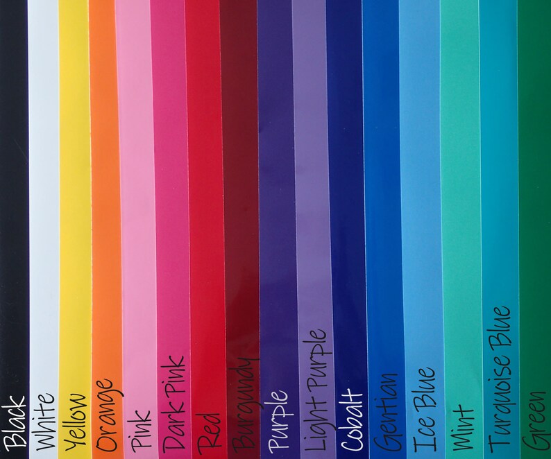 Op de afbeelding: Een kleurenkaart met 16 verschillende kleuren, waaronder zwart, wit, geel, oranje, roze, donkerroze, rood, bordeaux, paars, lichtpaars, kobalt, gentiaanblauw, ijsblauw, mint, turquoiseblauw en groen.
