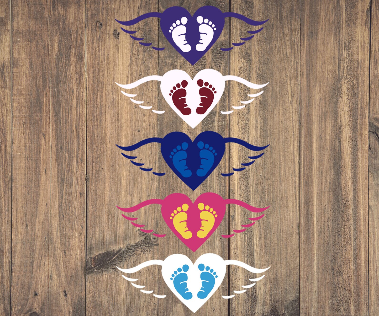 Miscarriage Vinyl Decal Baby Feet in Heart With Angel Wings Etsy