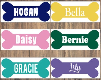 Vinyl Dog Bone Name Decal, Canine Best Friend Window Sticker, Dog Lover Gifts, Personalized Name Decals, Dog Treats Bowl Label